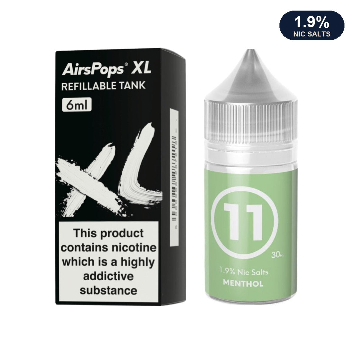 AirsPops XL refillable pod 6ml with 313 Menthol 1.9% e-liquid