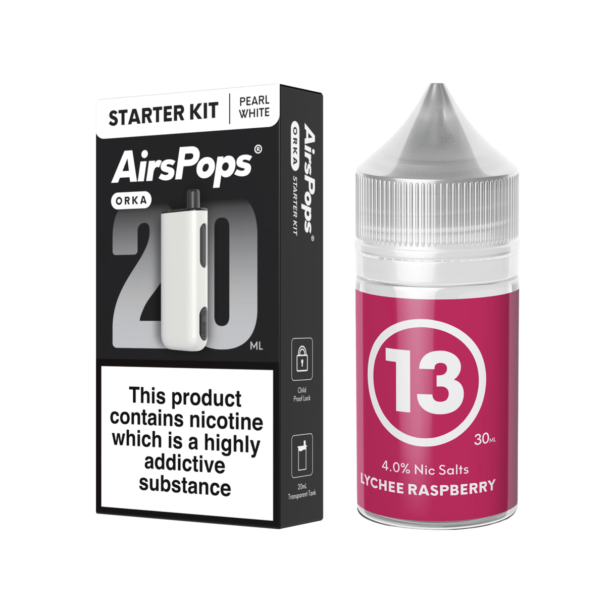 13 Lychee Raspberry Pearl White AirsPops ORKA Device & 313 E - Liquid Bundle | Airscream AirsPops | Shop Buy Online | Cape Town, Joburg, Durban, South Africa