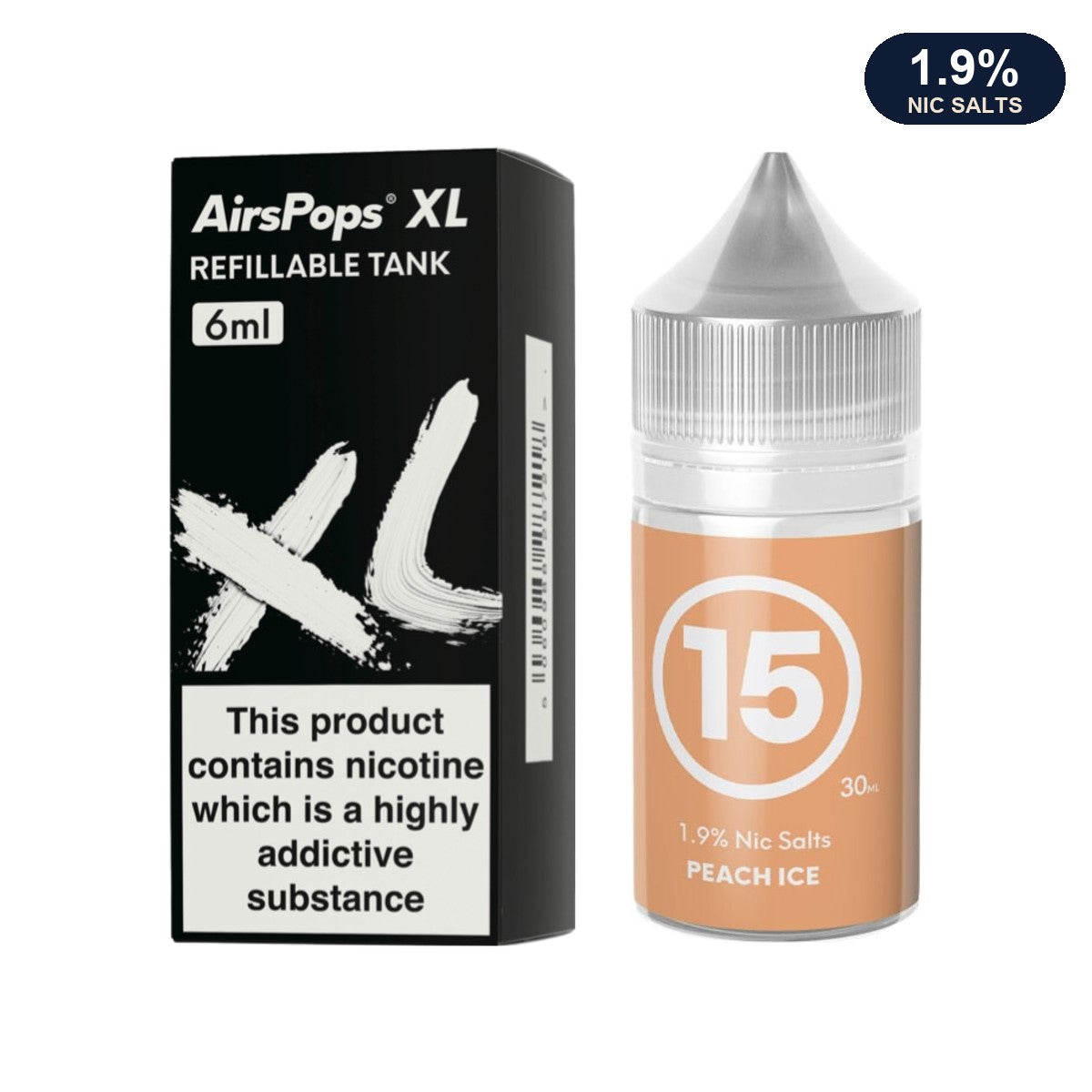 AirsPops XL refillable pod 6ml with 313 Peach Ice 1.9% e-liquid