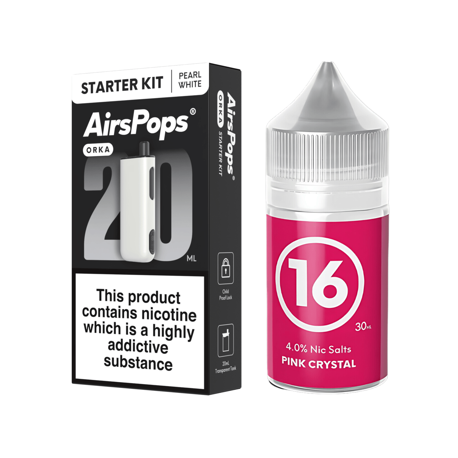 16 Pink Crystal Pearl White AirsPops ORKA Device & 313 E - Liquid Bundle | Airscream AirsPops | Shop Buy Online | Cape Town, Joburg, Durban, South Africa