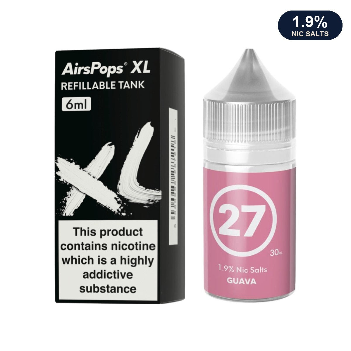 AirsPops XL refillable pod 6ml with 313 Guava 1.9% e-liquid