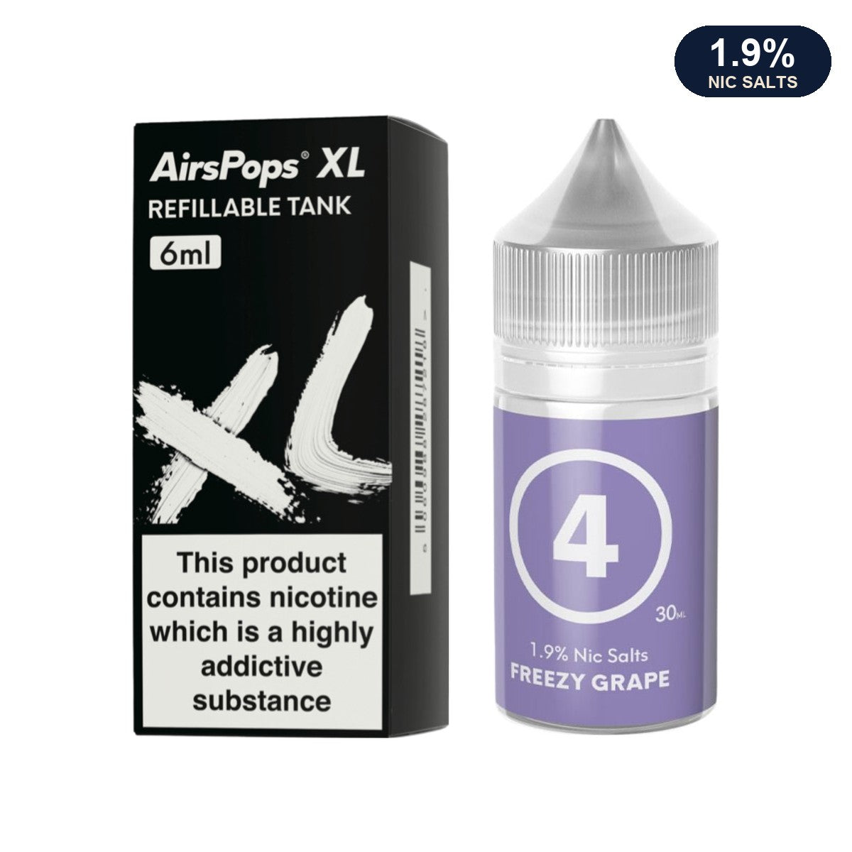 AirsPops XL refillable pod 6ml with 313 Freezy Grape 1.9% e-liquid