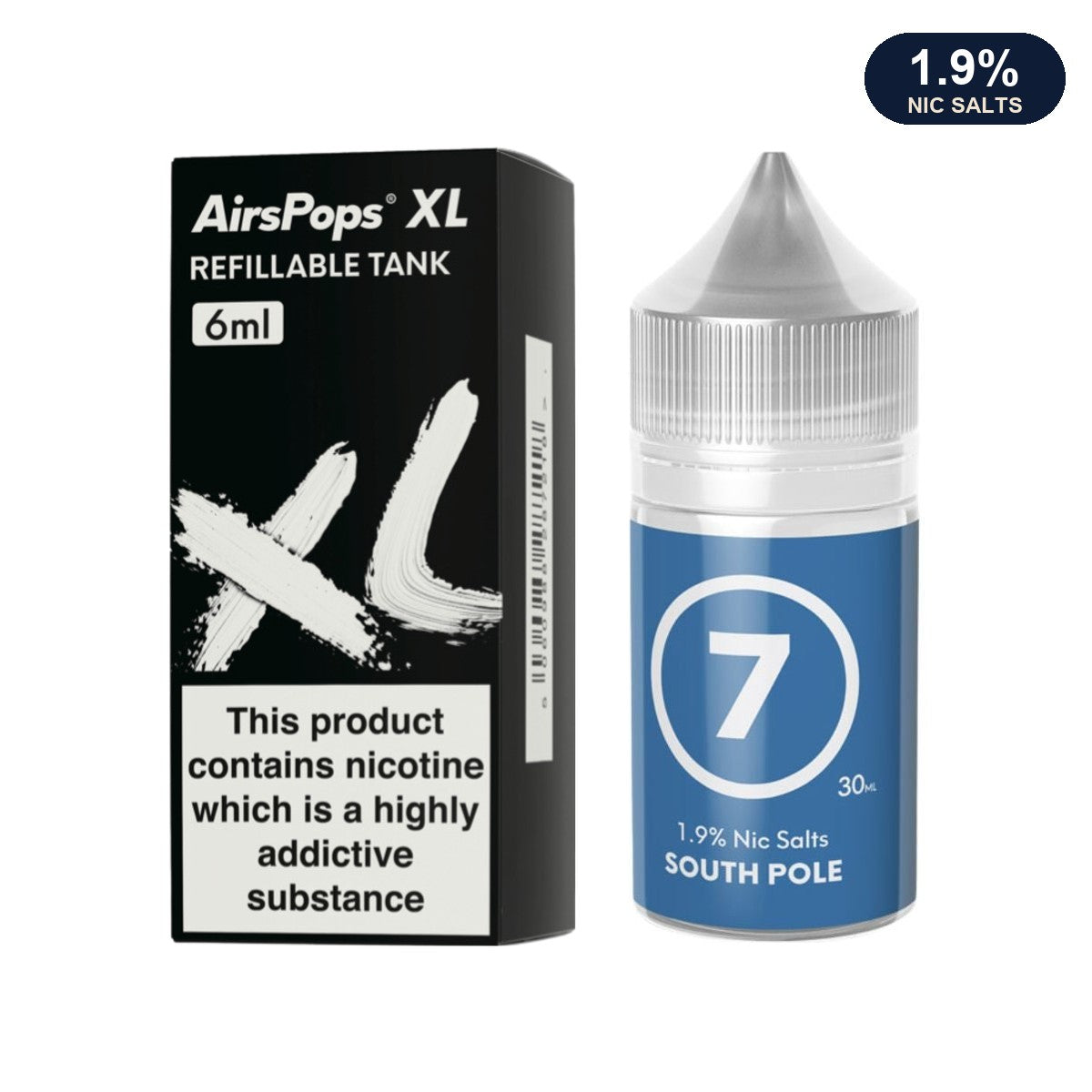 AirsPops XL refillable pod 6ml with 313 South Pole 1.9% e-liquid