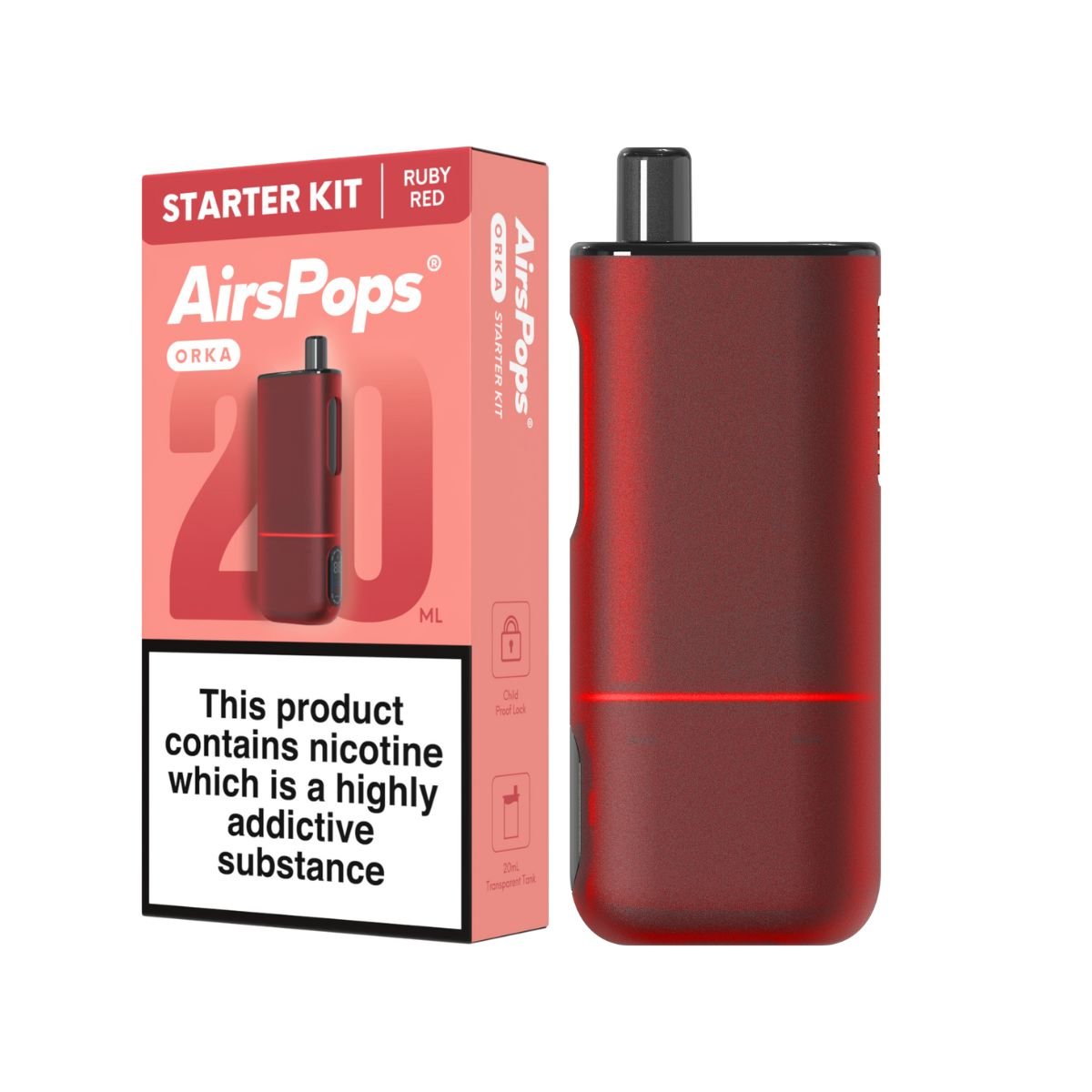 Ruby Red AirsPops ORKA Device Starter Kit front view