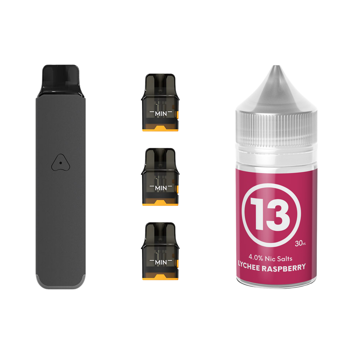 Steel Grey #13 Lychee Raspberry Airscream Pro LITE Device, Refillable Pods and E - Liquid Bundle | Airscream AirsPops | Shop Buy Online | Cape Town, Joburg, Durban, South Africa