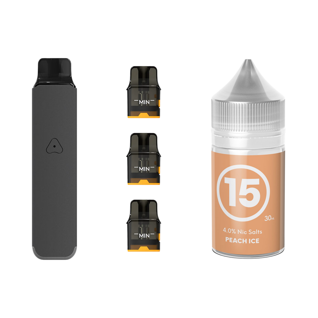 Steel Grey #15 Peach Ice Airscream Pro LITE Device, Refillable Pods and E - Liquid Bundle | Airscream AirsPops | Shop Buy Online | Cape Town, Joburg, Durban, South Africa
