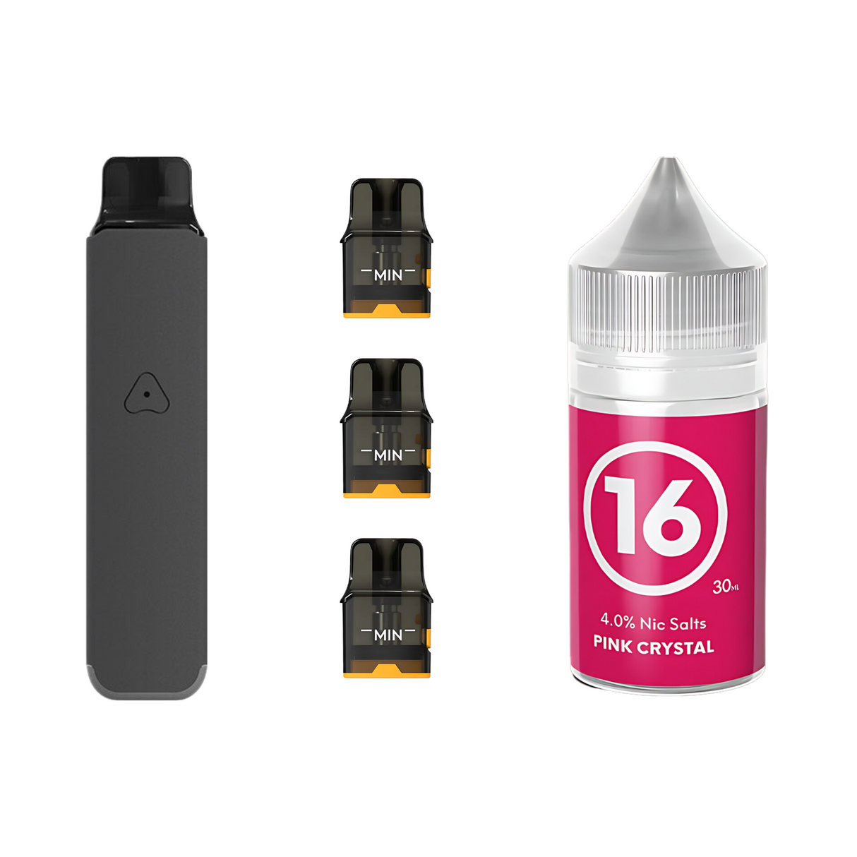 Steel Grey #16 Pink Crystal Airscream Pro LITE Device, Refillable Pods and E - Liquid Bundle | Airscream AirsPops | Shop Buy Online | Cape Town, Joburg, Durban, South Africa