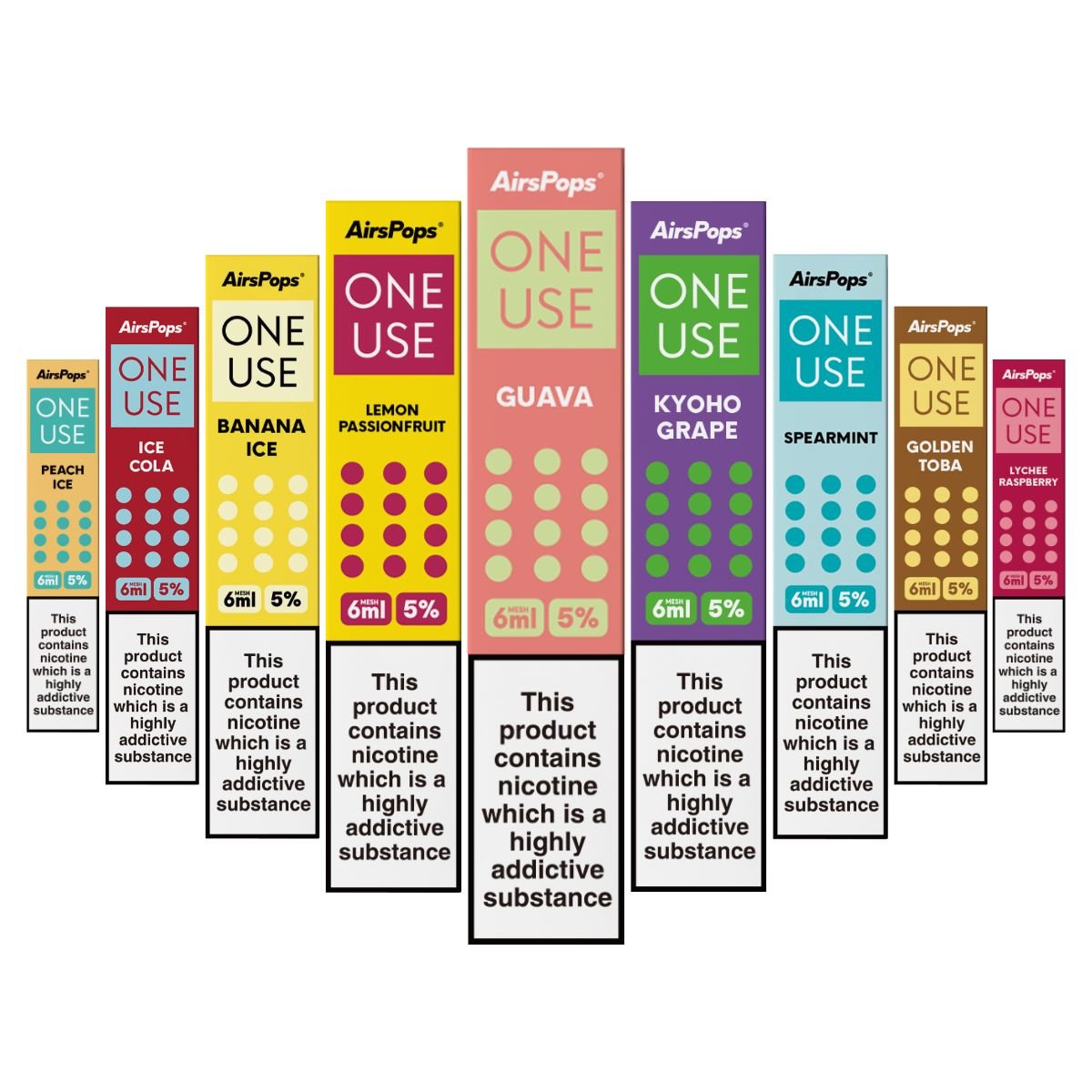 Top selling flavours of Airscream AirsPops Airscream AirsPops ONE USE 6ml Disposable Vape - 5%