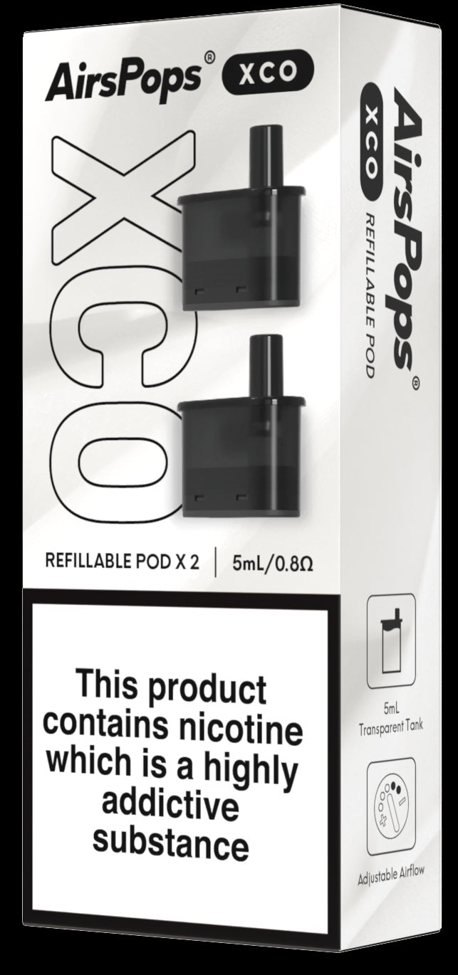 AirsPops XCO refillable pod two-pack, 5ml and 0.8 ohm
