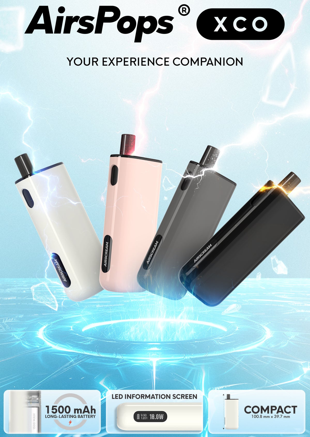 AirsPops XCO starter kit in White, Pink, Grey and Black