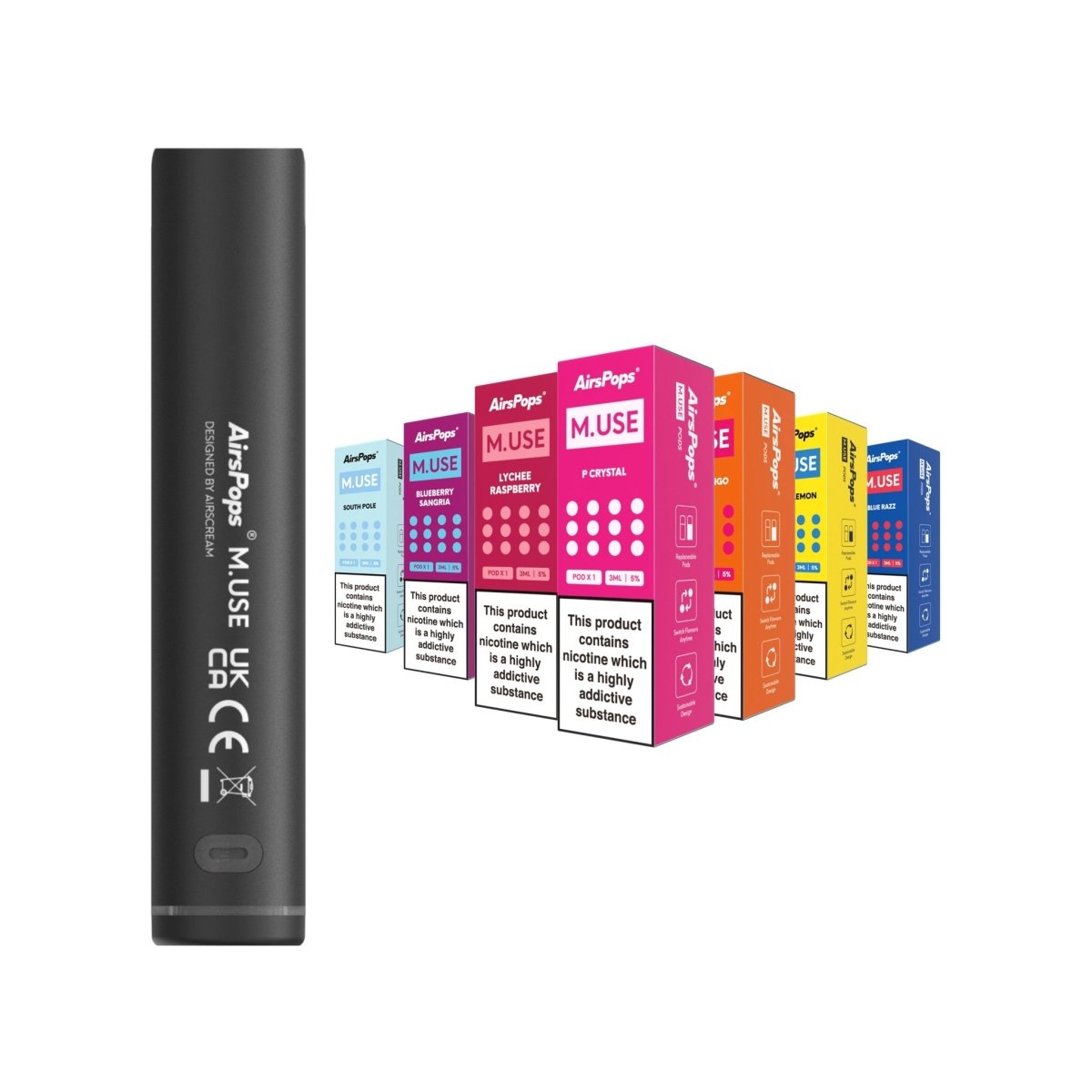 AirsPops M.USE Device & Pod Bundle | Airscream AirsPops | Shop Buy Online | Cape Town, Joburg, Durban, South Africa