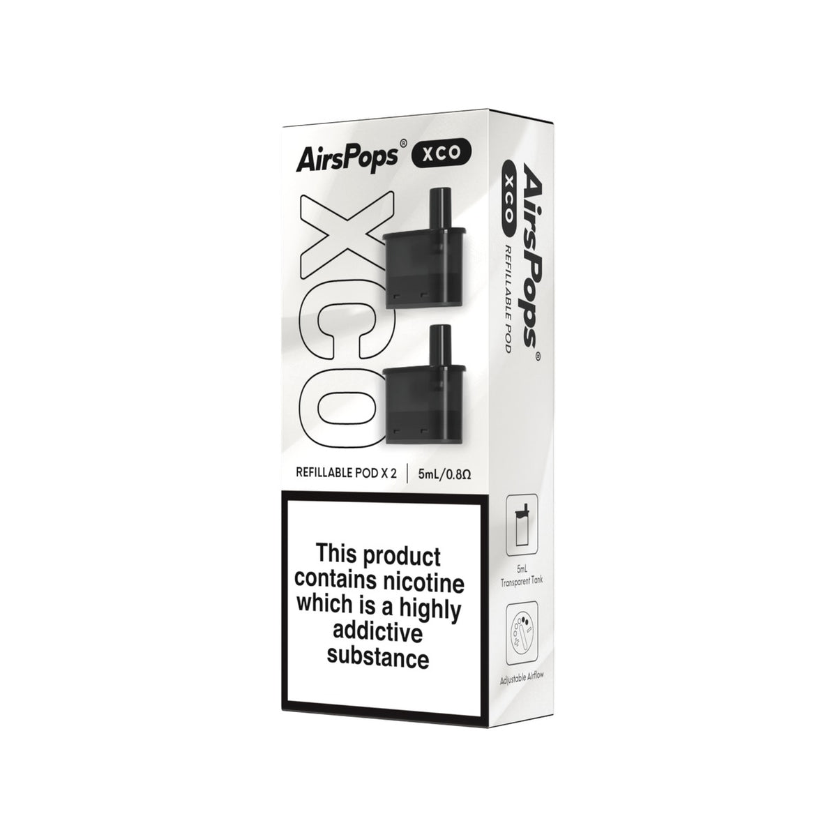 AirsPops XCO Refillable Pod 2-Pack box