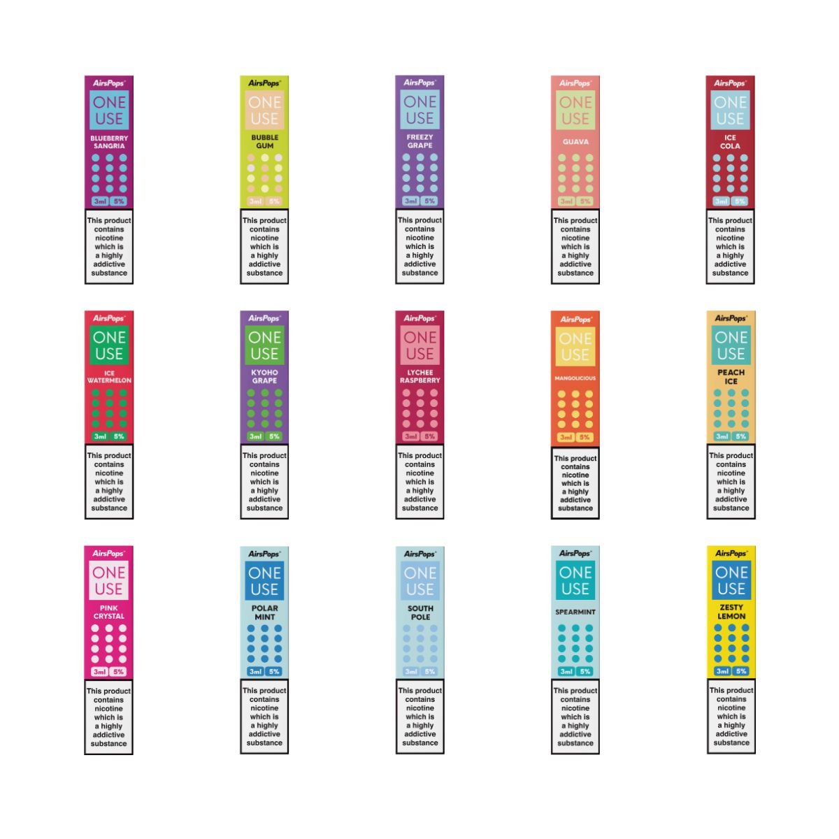 All Flavours Airscream AirsPops ONE USE 3ml Disposable Vape - 5% | Airscream AirsPops | Shop Buy Online | Cape Town, Joburg, Durban, South Africa