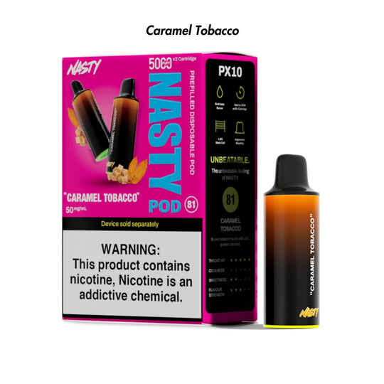 Caramel Tobacco Nasty PX10 Prefilled Disposable Pods 2-Pack | NASTY | Shop Buy Online | Cape Town, Joburg, Durban, South Africa