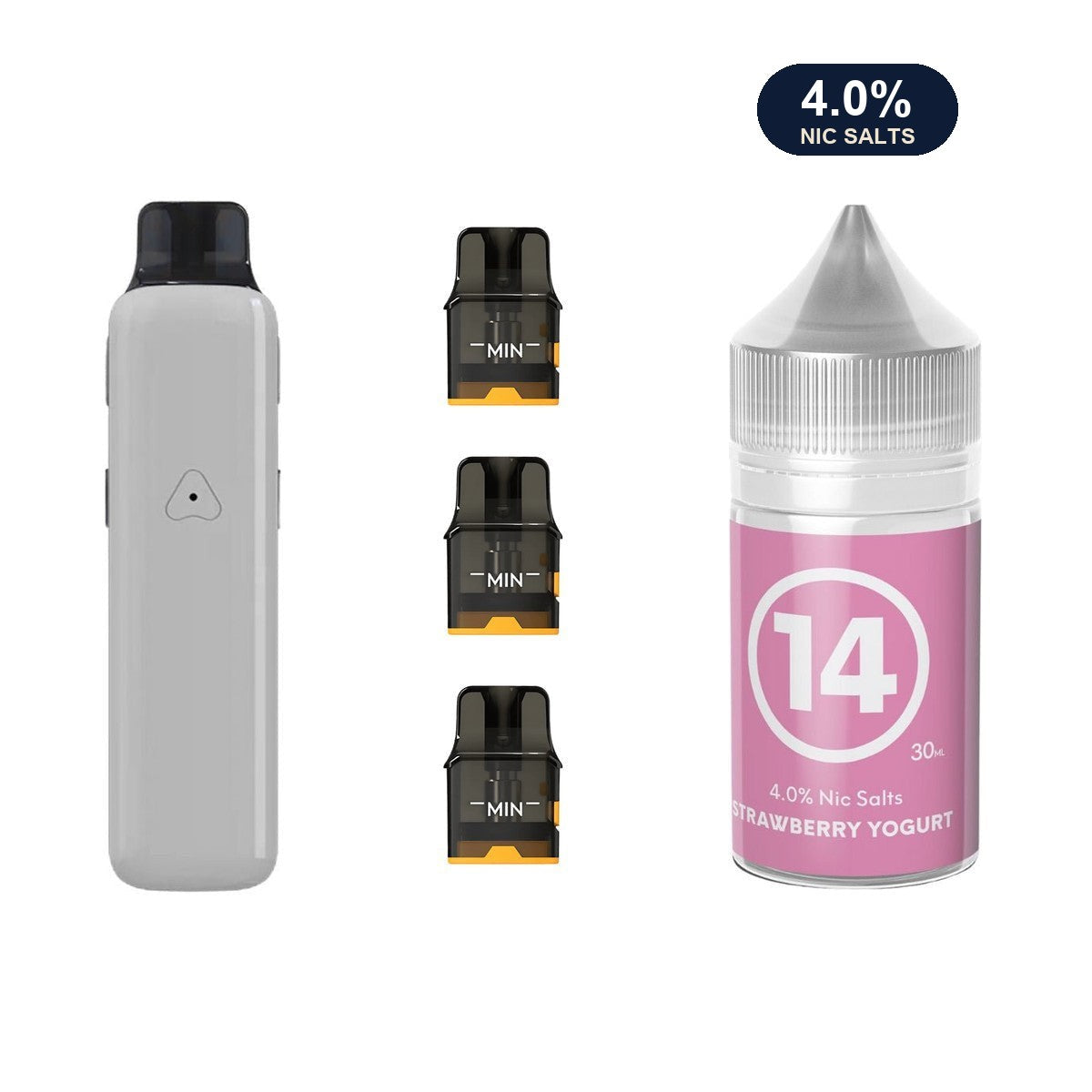 AirsPops Pro II bundle: Glossy Grey device, refillable pods and 313 Strawberry Yoghurt e-liquid