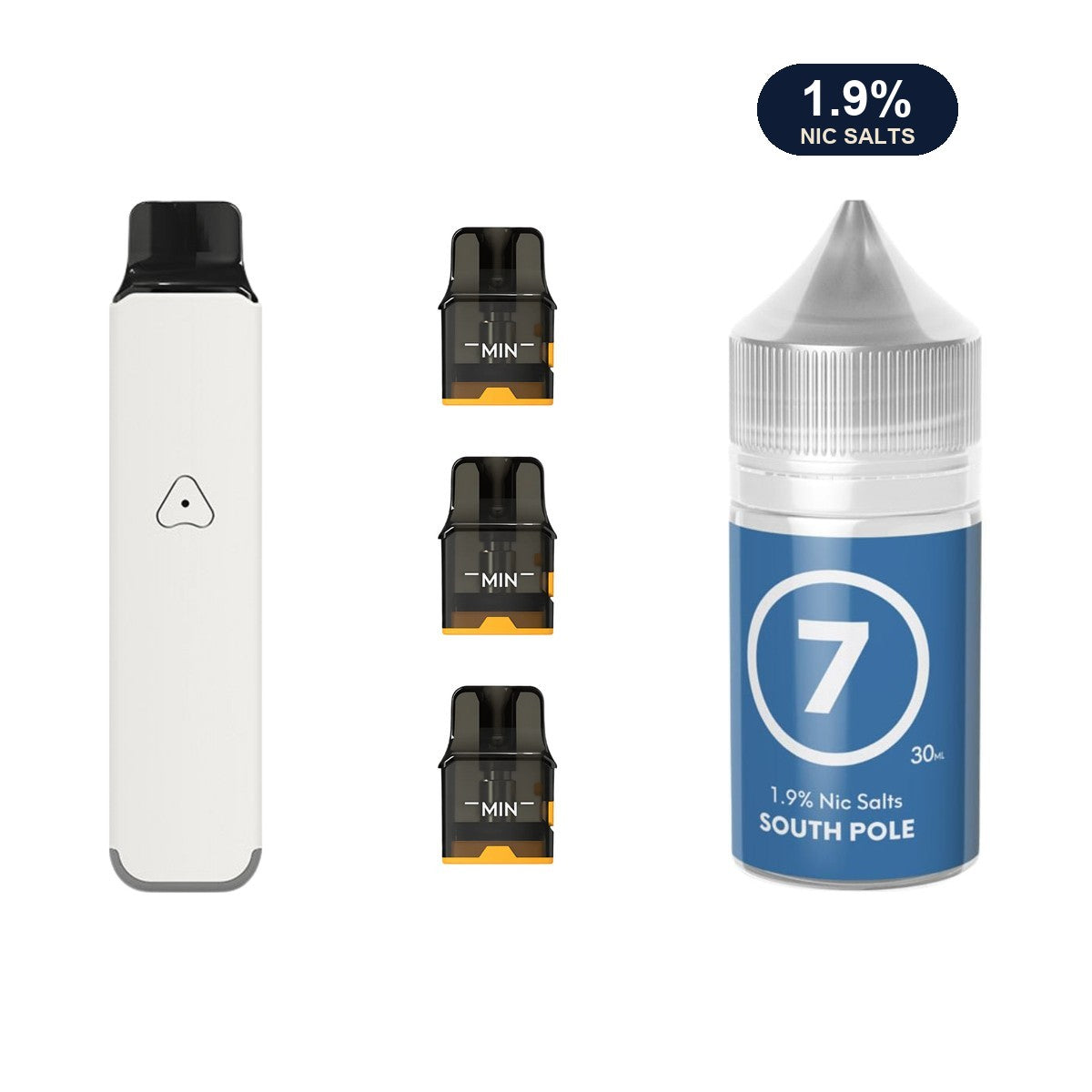 AirsPops Pro LITE bundle: Ivory White device, refillable pods and 313 South Pole 1.9% e-liquid
