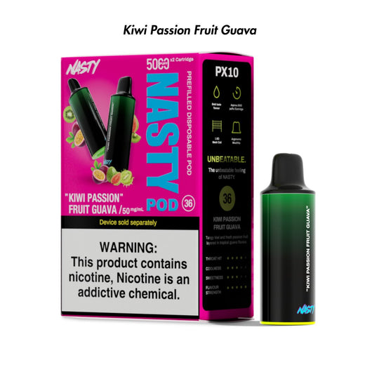 Kiwi Passion Fruit Guava Nasty PX10 Prefilled Disposable Pods 2-Pack | NASTY | Shop Buy Online | Cape Town, Joburg, Durban, South Africa