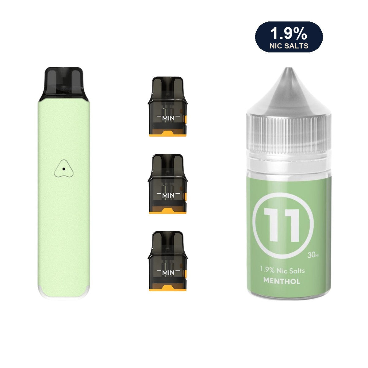 AirsPops Pro LITE bundle: Mint Green device, refillable pods and 313 Menthol 1.9% e-liquid