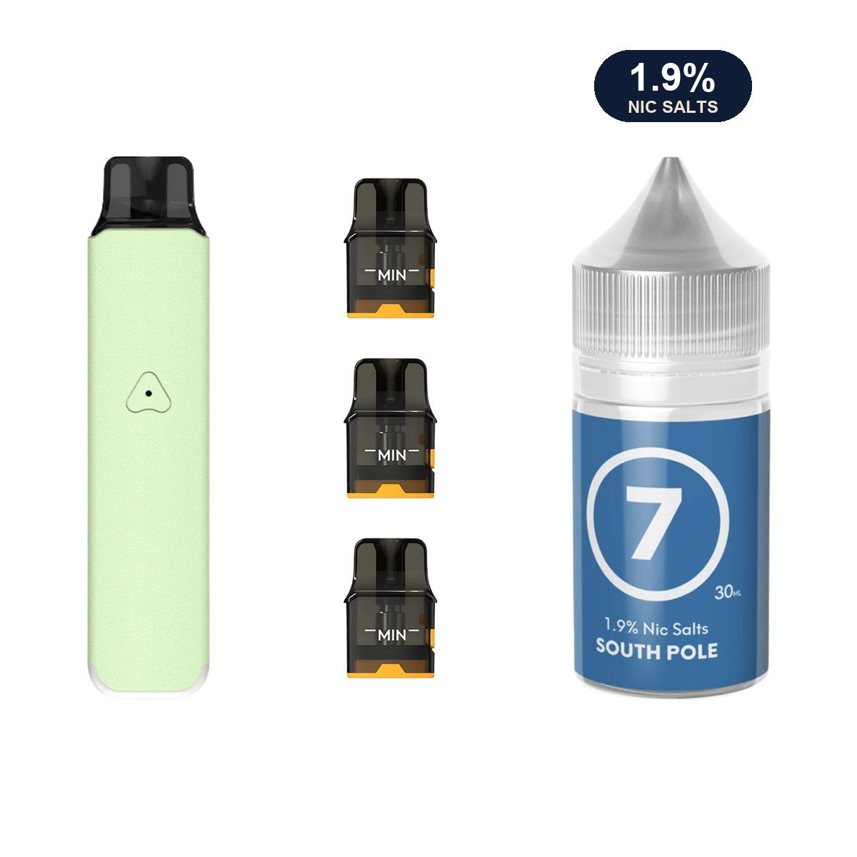 AirsPops Pro LITE bundle: Mint Green device, refillable pods and 313 South Pole 1.9% e-liquid