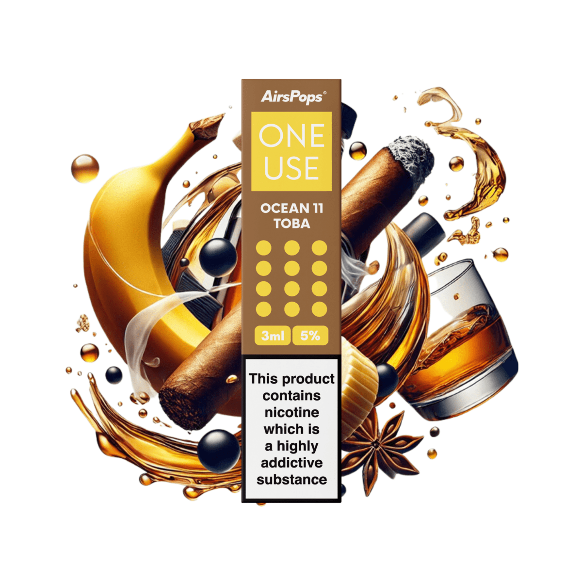 Ocean 11 Toba | Airscream AirsPops ONE USE 3ml 3.6%