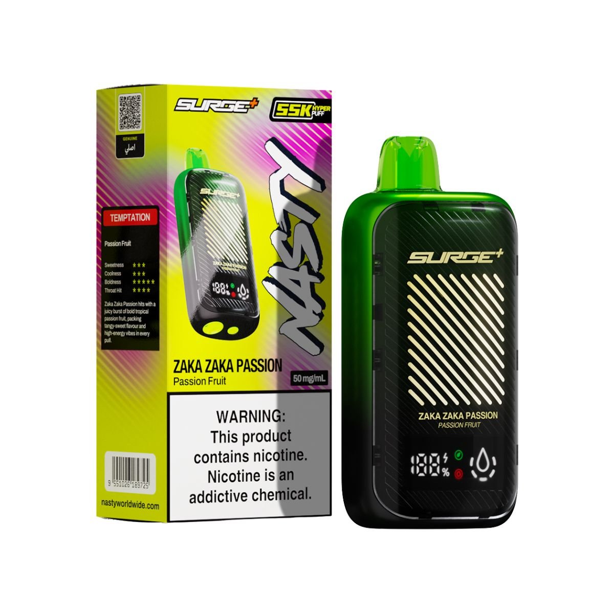 Passionfruit Nasty Bar Surge 55k Disposable Vape - 5% | NASTY | Shop Buy Online | Cape Town, Joburg, Durban, South Africa