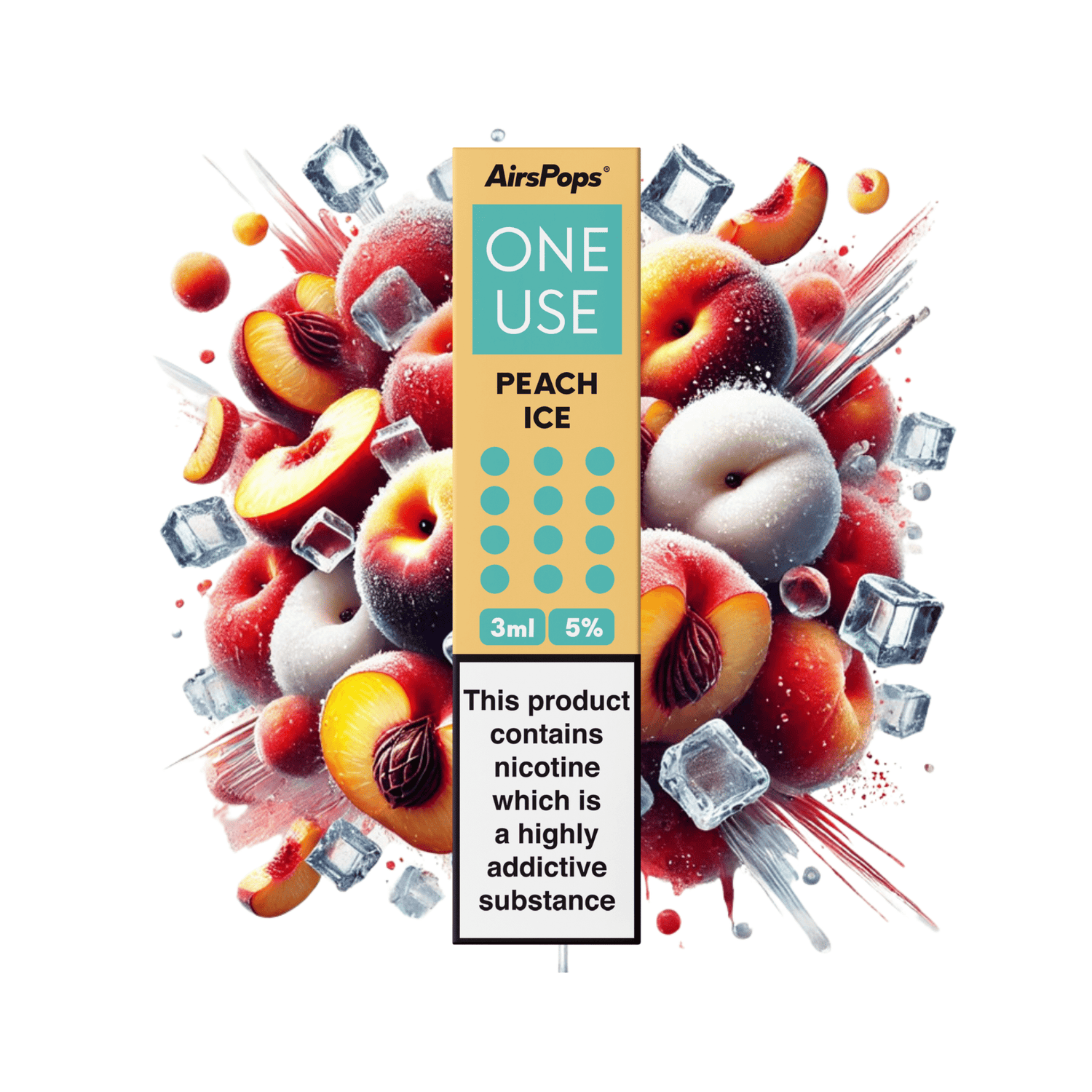 Peach Ice Airscream AirsPops ONE USE 3ml Disposable Vape - 5% | Airscream AirsPops | Shop Buy Online | Cape Town, Joburg, Durban, South Africa