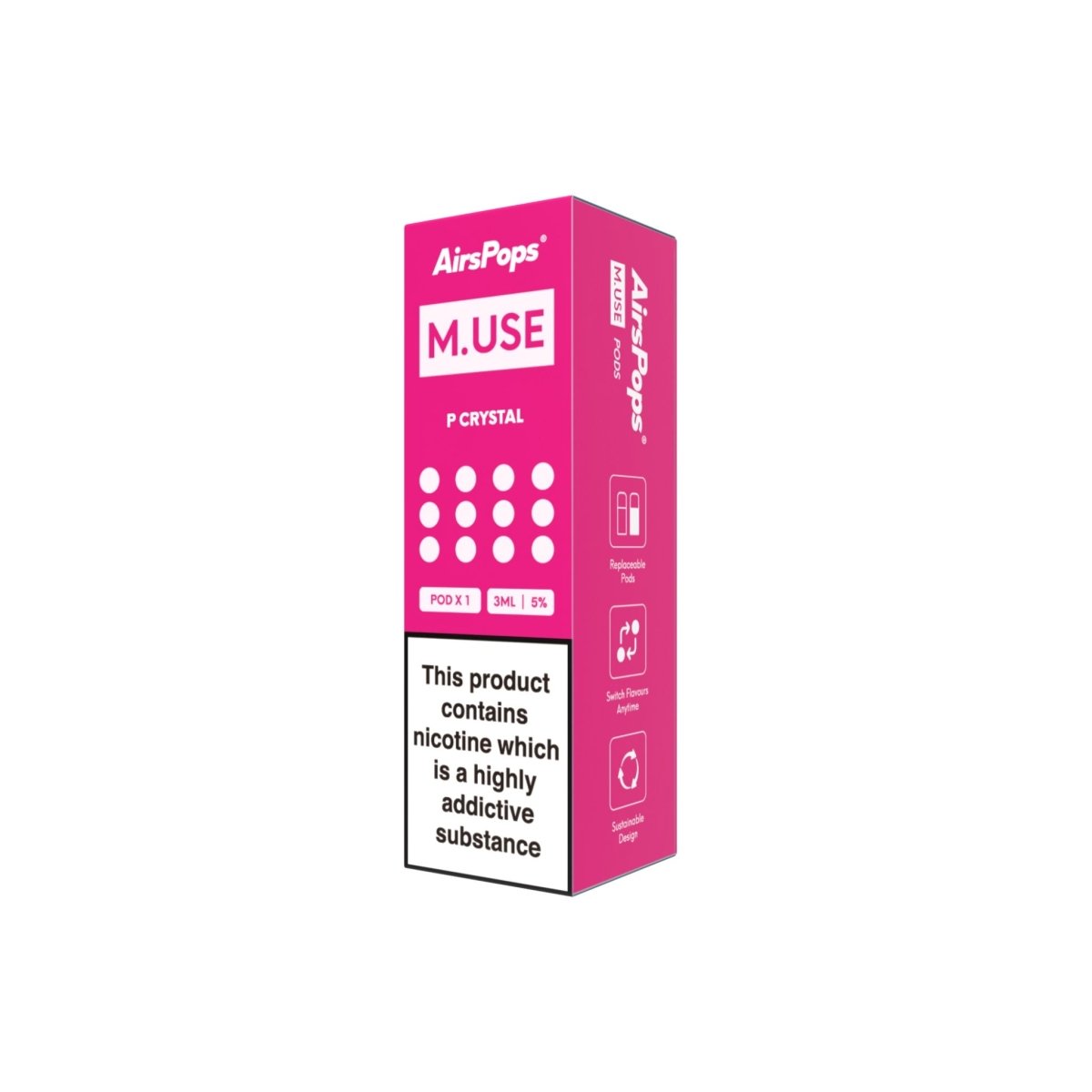 Pink Crystal AirsPops M.USE Prefilled Pods 3ml - 5% | Airscream AirsPops | Shop Buy Online | Cape Town, Joburg, Durban, South Africa