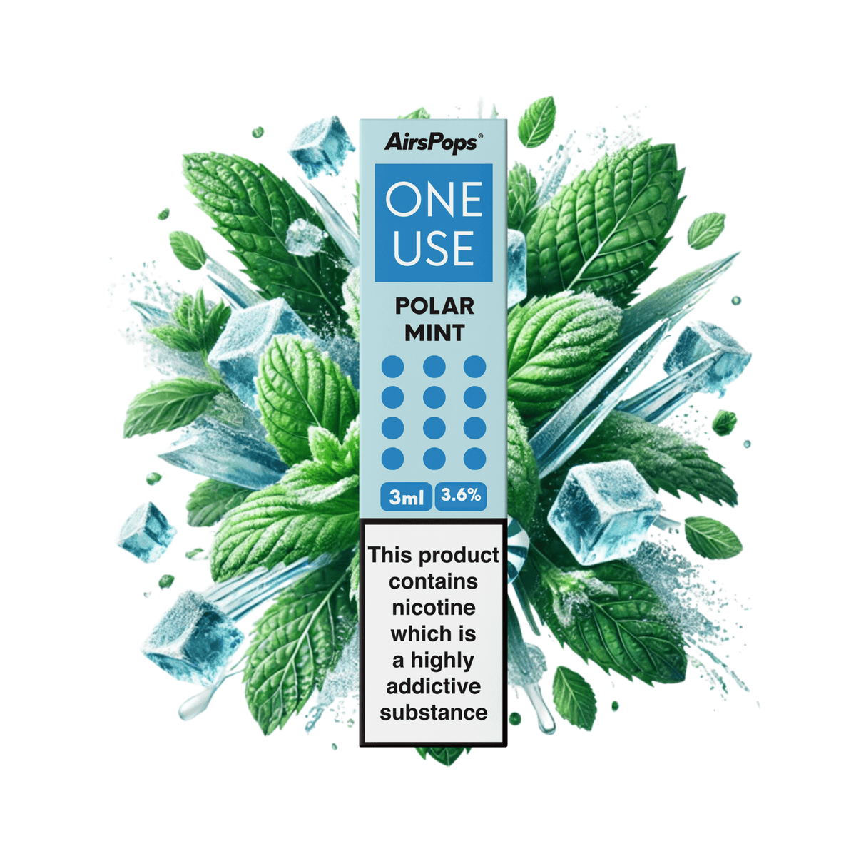 Polar Mint Airscream AirsPops ONE USE 3ml Disposable Vape - 3.6% | Airscream AirsPops | Shop Buy Online | Cape Town, Joburg, Durban, South Africa