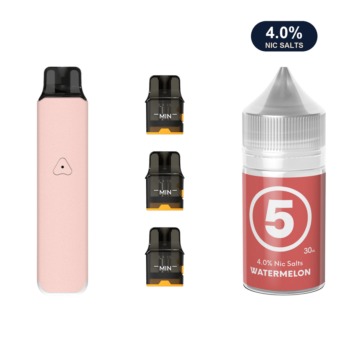 AirsPops Pro LITE bundle: Rosy Pink device, refillable pods and 313 Ice Watermelon e-liquid
