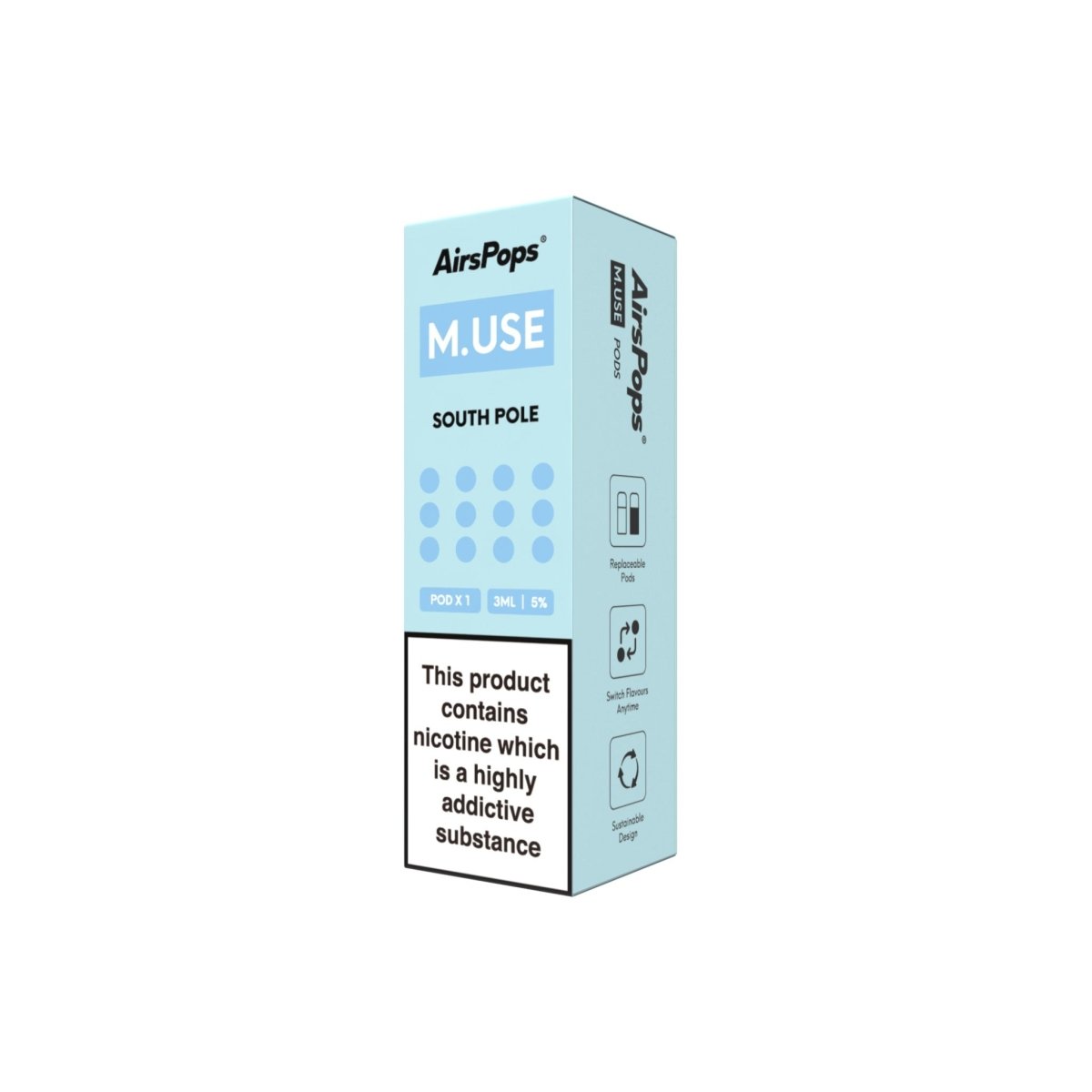 South Pole AirsPops M.USE Prefilled Pods 3ml - 5% | Airscream AirsPops | Shop Buy Online | Cape Town, Joburg, Durban, South Africa