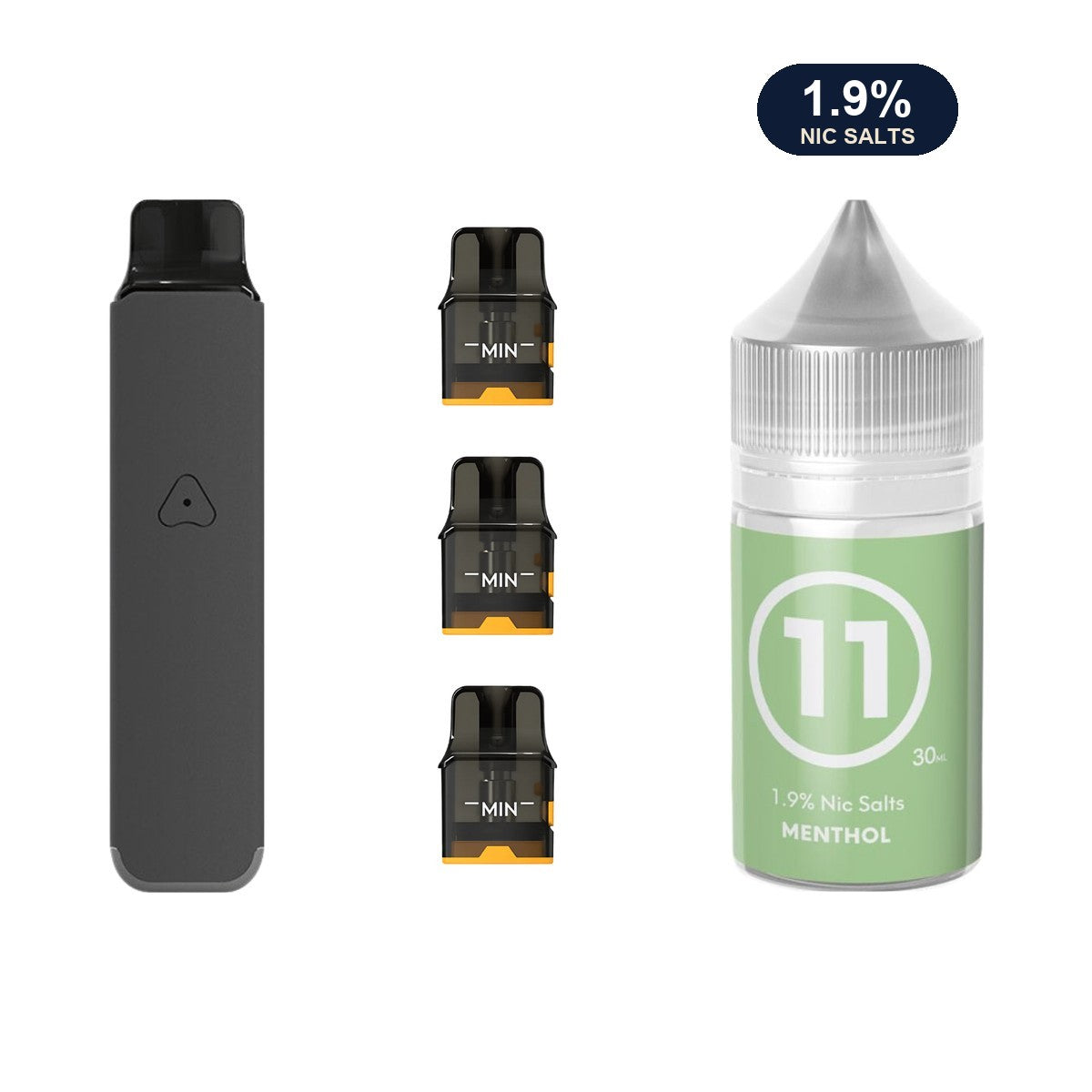 AirsPops Pro LITE bundle: Steel Grey device, refillable pods and 313 Menthol 1.9% e-liquid