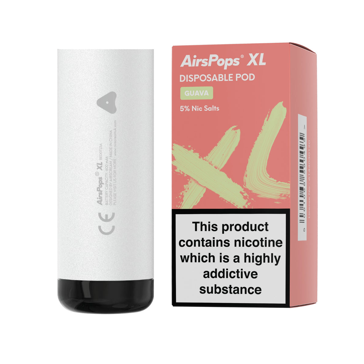 Storm Grey AirsPops XL device with Guava prefilled pod box