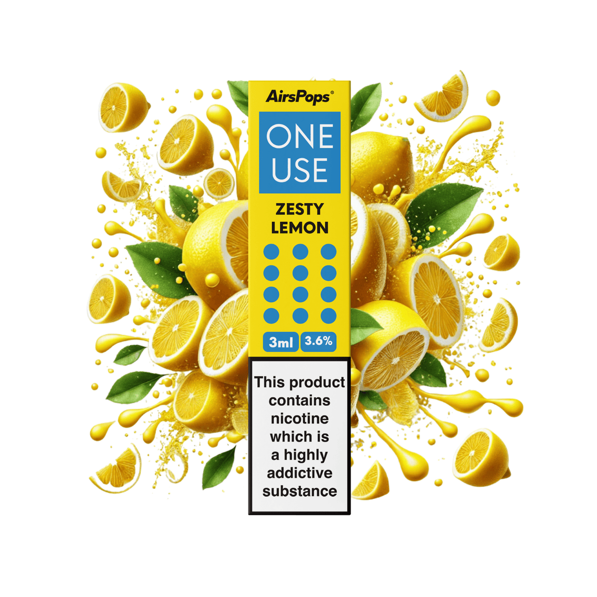 Zesty Lemon Airscream AirsPops ONE USE 3ml Disposable Vape - 3.6% | Airscream AirsPops | Shop Buy Online | Cape Town, Joburg, Durban, South Africa