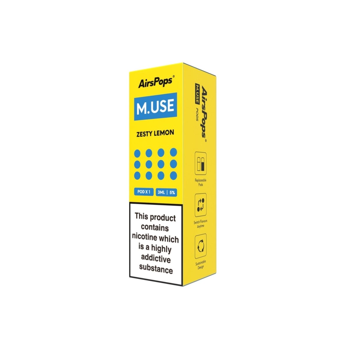 Zesty Lemon AirsPops M.USE Device & Pod Bundle | Airscream AirsPops | Shop Buy Online | Cape Town, Joburg, Durban, South Africa