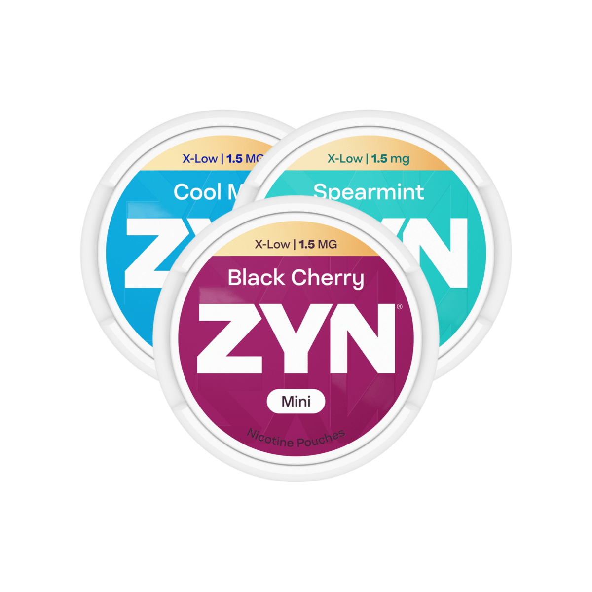 ZYN 1.5mg Mini Nicotine Pouches โ Black Cherry, Cool Mint and Spearmint cans | ZYN | Shop Buy Online | Cape Town, Joburg, Durban, South Africa