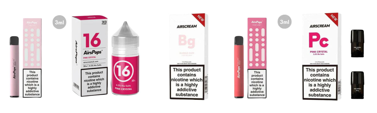 Candy Flavour AirsPops AirPops Vapes | Smoke Organic Store | A Guide | Pink Crystal, Bubblegum