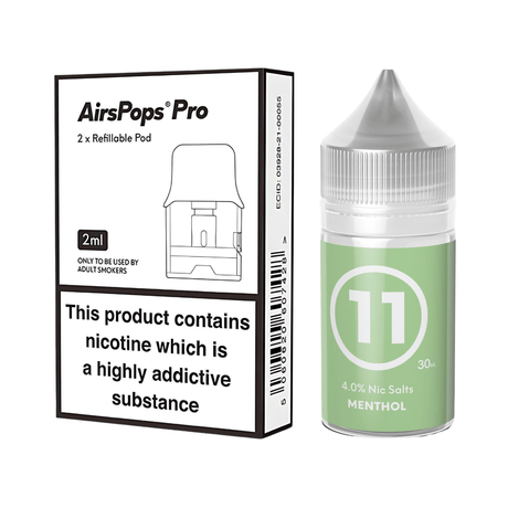 #11 Menthol Airscream Pro II / LITE Refillable Pods & 313 AirsPops E - Liquid Bundle | Airscream AirsPops | Shop Buy Online | Cape Town, Joburg, Durban, South Africa