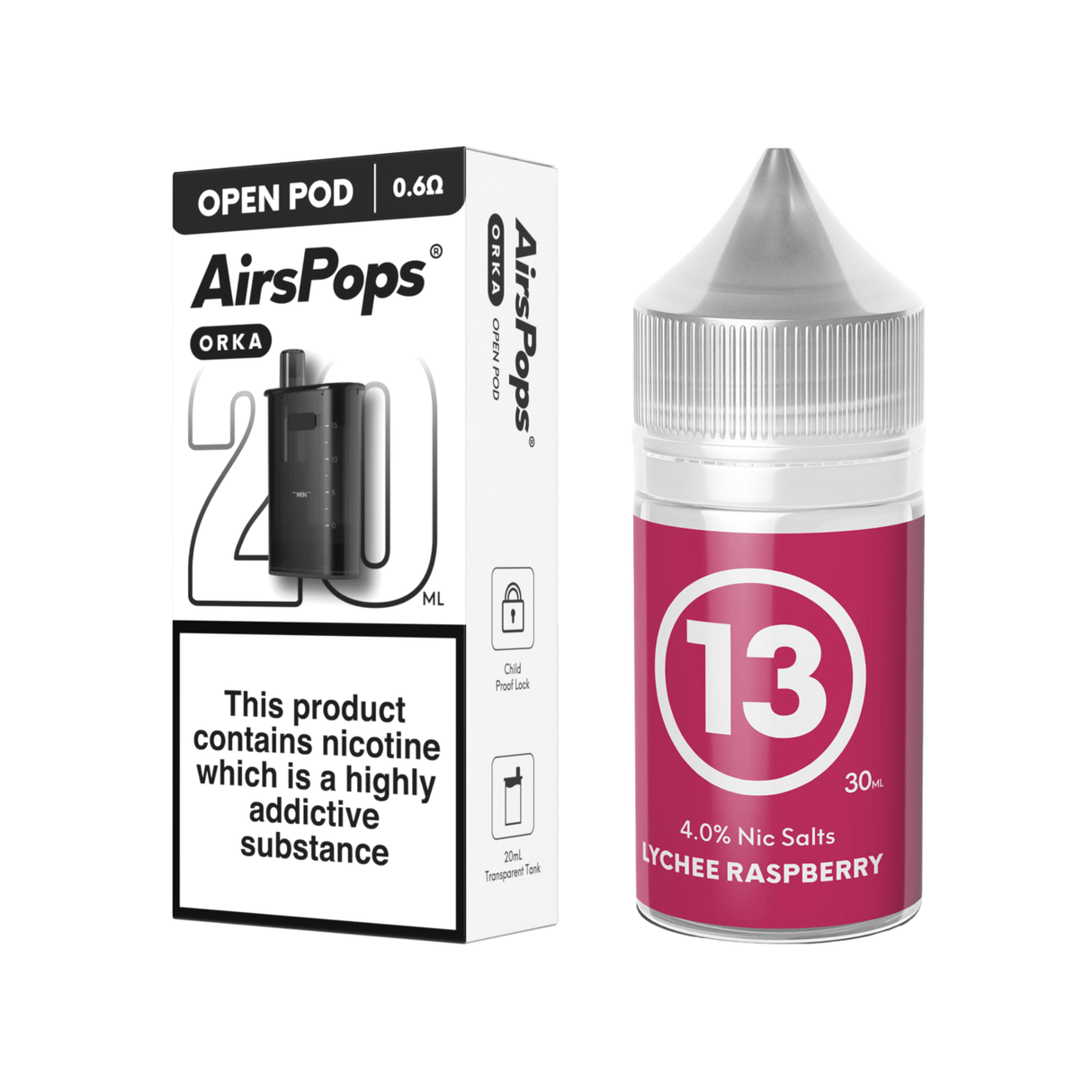 13 Lychee Raspberry AirsPops ORKA Refillable Pod & 313 E - Liquid Bundle | Airscream AirsPops | Shop Buy Online | Cape Town, Joburg, Durban, South Africa