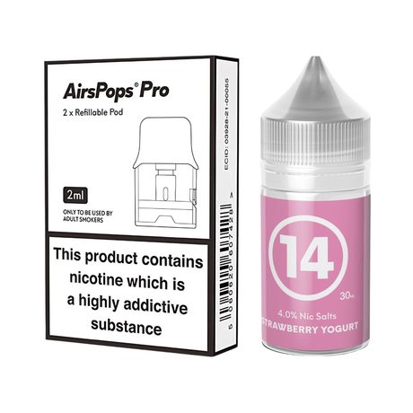 #14 Strawberry Yoghurt Airscream Pro II / LITE Refillable Pods & 313 AirsPops E - Liquid Bundle | Airscream AirsPops | Shop Buy Online | Cape Town, Joburg, Durban, South Africa