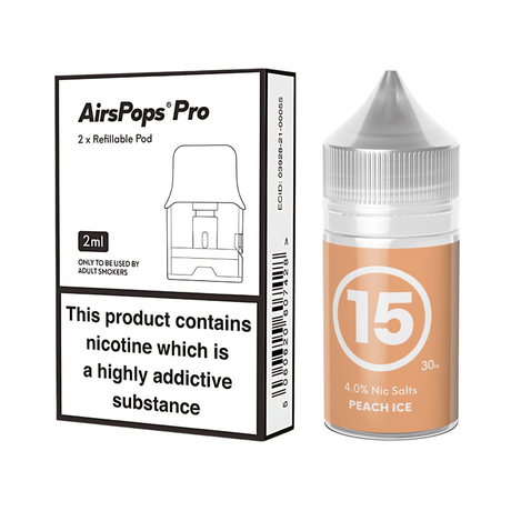 #15 Peach Ice Airscream Pro II / LITE Refillable Pods & 313 AirsPops E - Liquid Bundle | Airscream AirsPops | Shop Buy Online | Cape Town, Joburg, Durban, South Africa