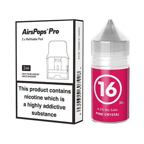 #16 Pink Crystal Airscream Pro II / LITE Refillable Pods & 313 AirsPops E - Liquid Bundle | Airscream AirsPops | Shop Buy Online | Cape Town, Joburg, Durban, South Africa