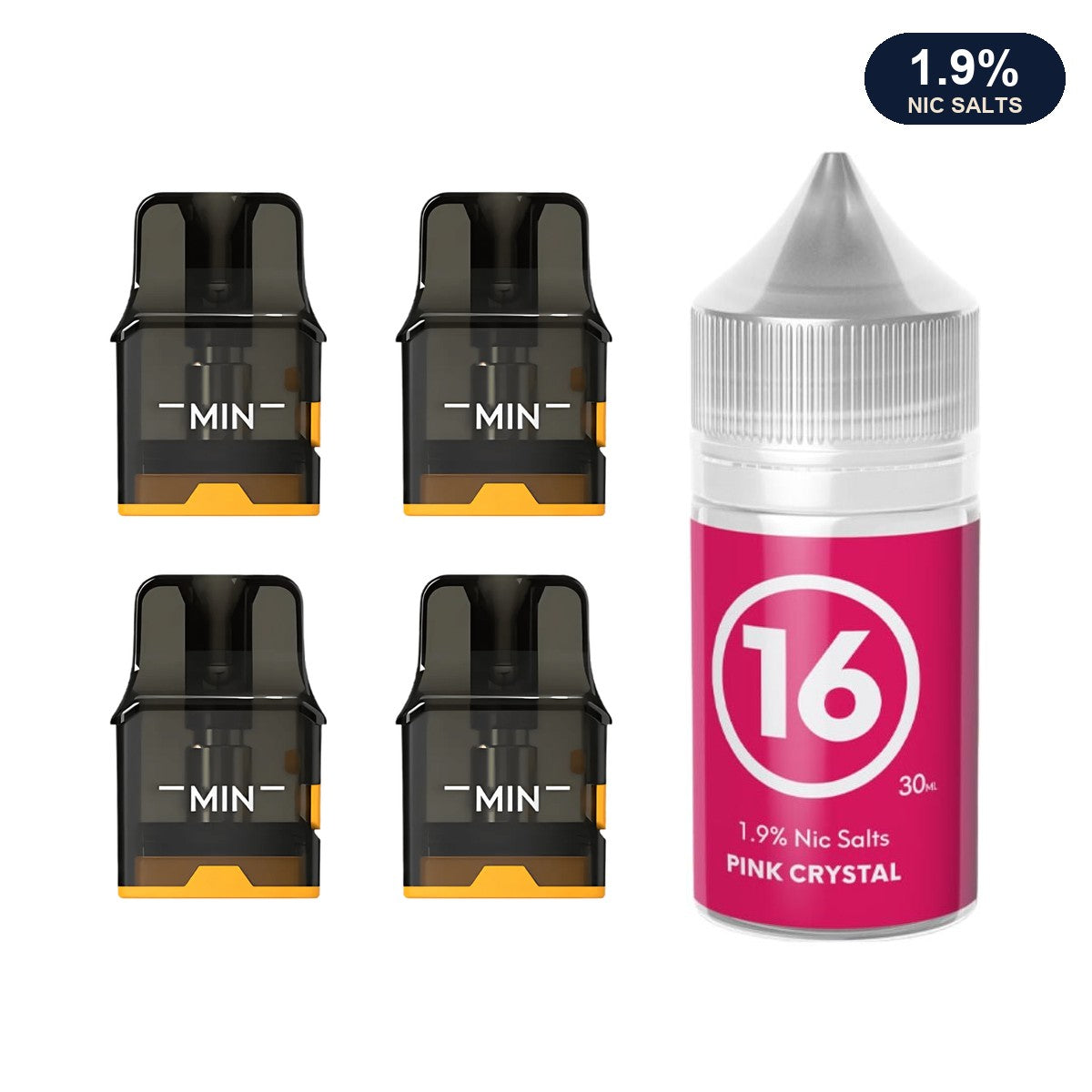 Four AirsPops Pro II / Pro LITE refillable pods with 313 Pink Crystal 1.9% e-liquid