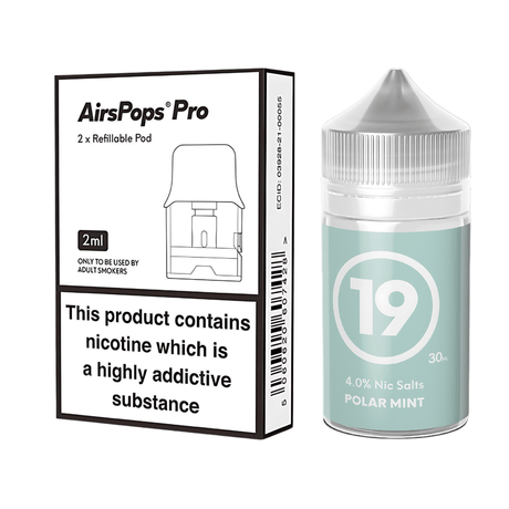 #19 Polar Mint Airscream Pro II / LITE Refillable Pods & 313 AirsPops E - Liquid Bundle | Airscream AirsPops | Shop Buy Online | Cape Town, Joburg, Durban, South Africa