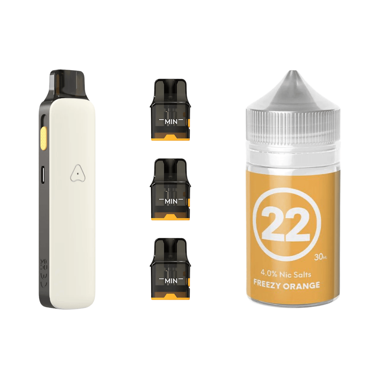 #22 Freezy Orange Airscream Pro II Device, Refillable Pods and E - Liquid Bundle | Airscream AirsPops | Shop Buy Online | Cape Town, Joburg, Durban, South Africa