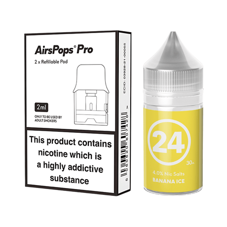 #24 Banana Ice Airscream Pro II / LITE Refillable Pods & 313 AirsPops E - Liquid Bundle | Airscream AirsPops | Shop Buy Online | Cape Town, Joburg, Durban, South Africa