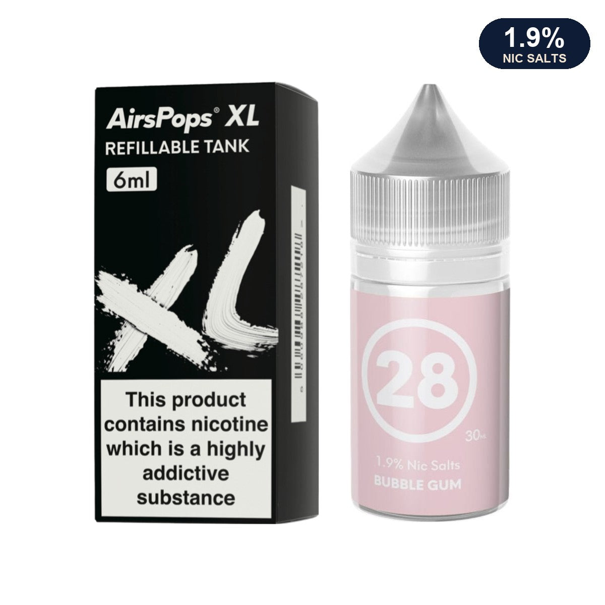 AirsPops XL refillable pod 6ml with 313 Bubblegum 1.9% e-liquid