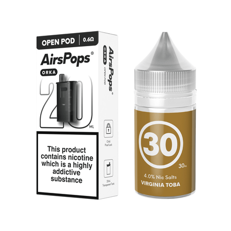 30 Virginia Toba AirsPops ORKA Refillable Pod & 313 E - Liquid Bundle | Airscream AirsPops | Shop Buy Online | Cape Town, Joburg, Durban, South Africa