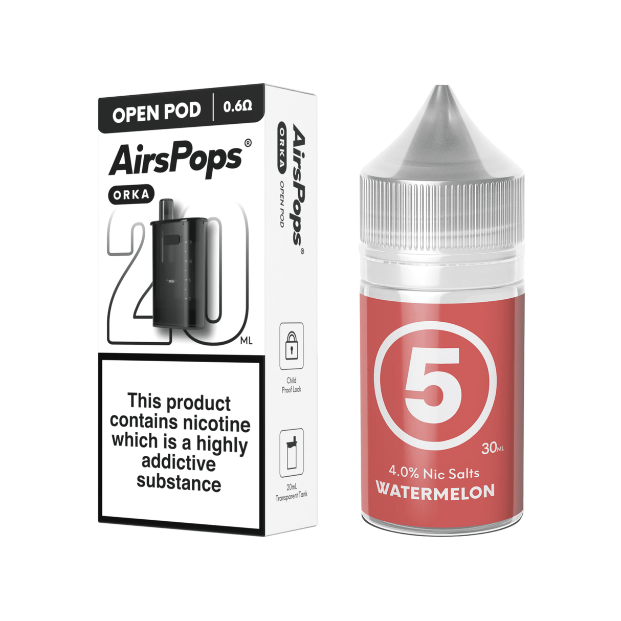 5 Ice Watermelon AirsPops ORKA Refillable Pod & 313 E - Liquid Bundle | Airscream AirsPops | Shop Buy Online | Cape Town, Joburg, Durban, South Africa