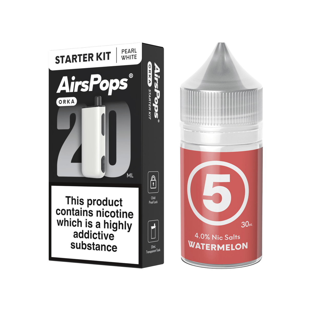 5 Ice Watermelon Pearl White AirsPops ORKA Device & 313 E - Liquid Bundle | Airscream AirsPops | Shop Buy Online | Cape Town, Joburg, Durban, South Africa