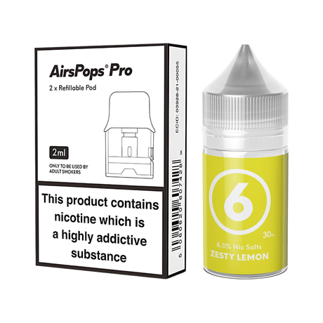 #6 Zesty Lemon Airscream Pro II / LITE Refillable Pods & 313 AirsPops E - Liquid Bundle | Airscream AirsPops | Shop Buy Online | Cape Town, Joburg, Durban, South Africa